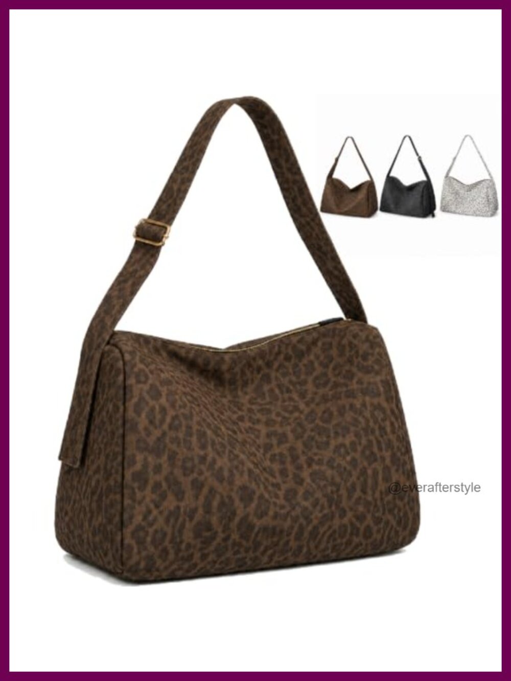 Vegan Leather Leopard Print Hobo Shoulder Crossbody Bag Purse